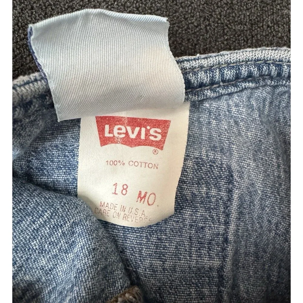 Vintage Levi’s Baby Denim Romper-Camp Levi’s Patch 90’s Light Wash Jean Shortall